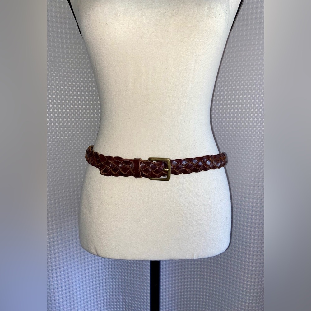 GAP genuine‎ leather brown breaded belt size XL fits like M